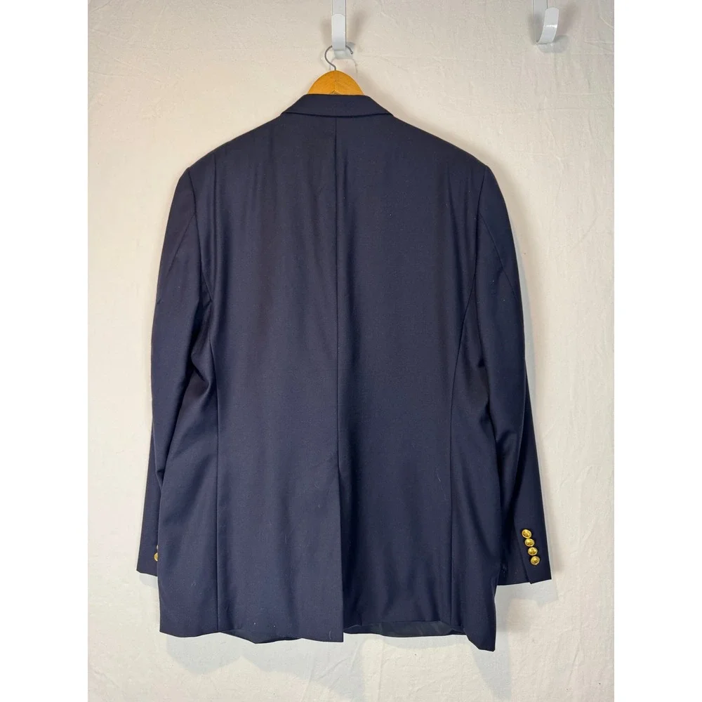 Lauren Ralph Lauren Wool Blazer Navy Men's 46L Wool Gold Buttons Business Casual